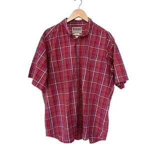 Wrangler Rugged Wear Men's XL Red Plaid Workwear Western Shirt